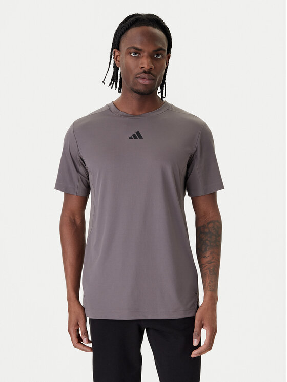 adidas Koszulka techniczna D4T PrimeLift 3 Stripes KE9936 Szary Regular Fit