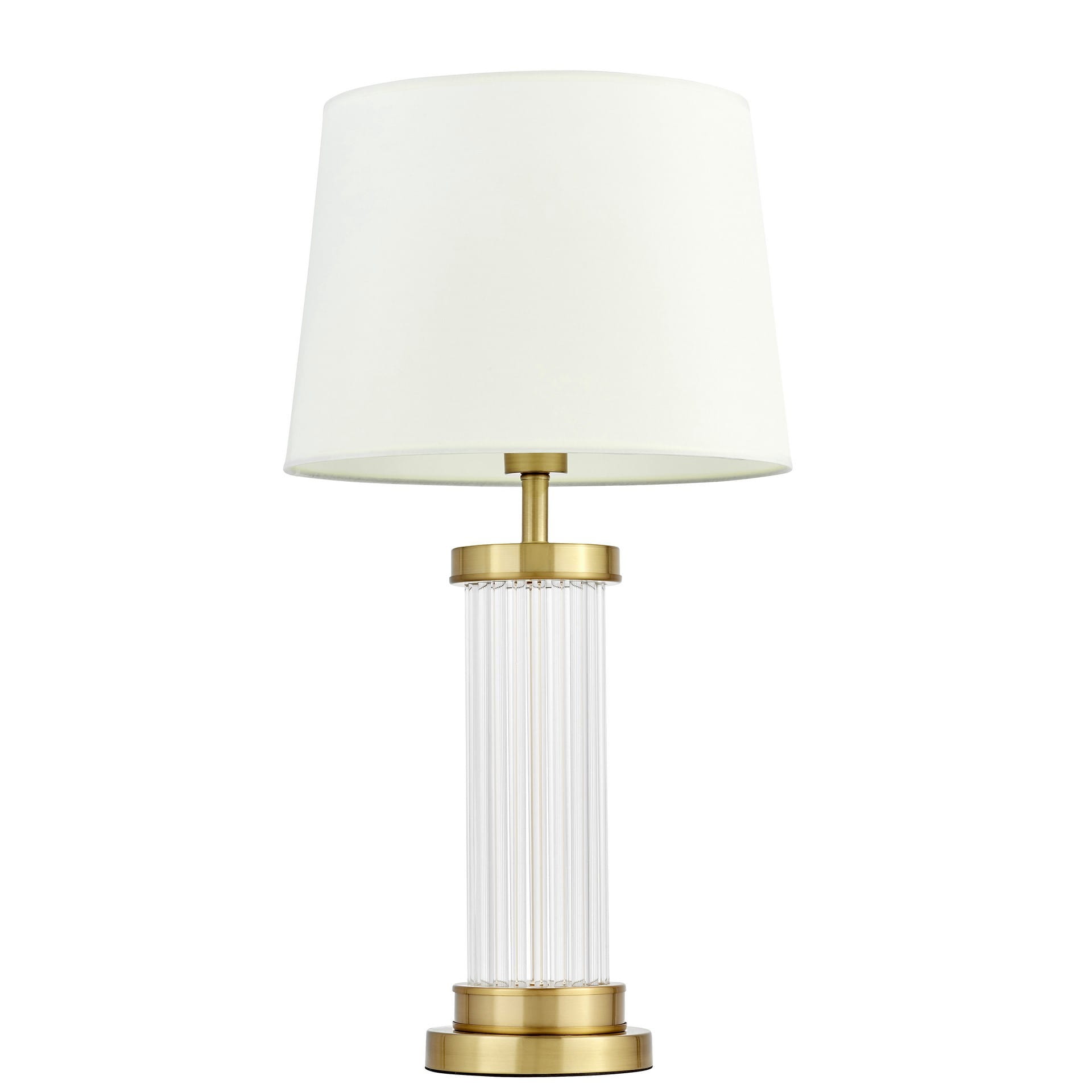 LA BOTTE lampa stołowa glamour podstawa szklane rurki proste i mosiądz abażur biały E27