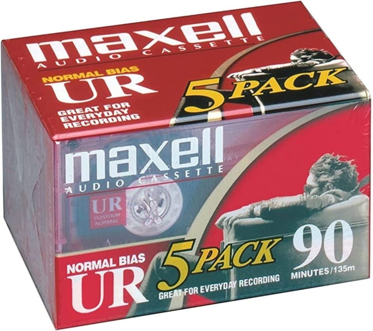 MAXELL AUDIO TAPE CASETTE UR 90 MIN 5PACK 124036.01 MXKA905