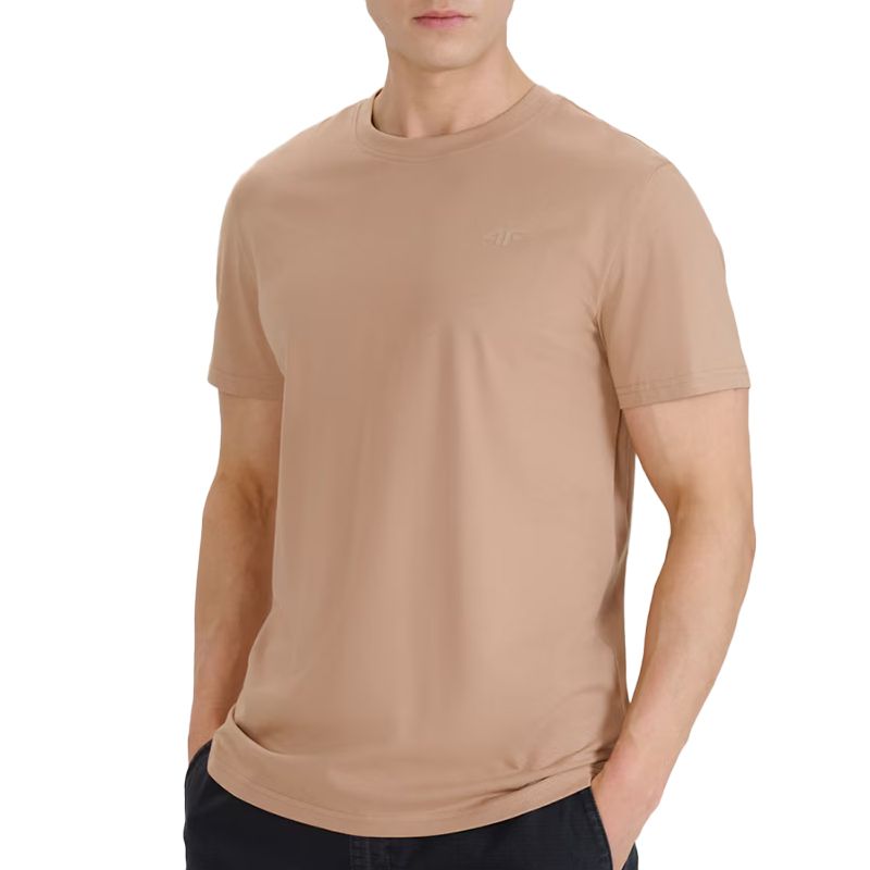Koszulka męska 4F WSS25TTSHM207483S - beżowa