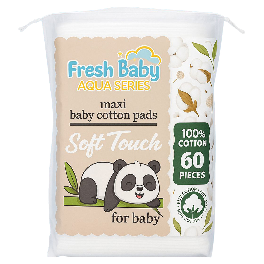Fresh Baby Aqua Series, płatki kosmetyczne dla dzieci, 60 sztuk