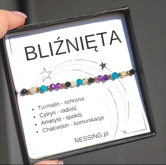 BLIŹNIĘTA bransoletka zodiakalna na gumce