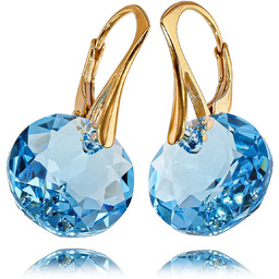 Piękne Kolczyki Kryształy Crystal Classic Aqua Złote Srebro Certyfikat
