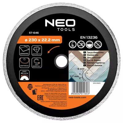NEO TOOLS Tarcza do cięcia 57-646 230 mm