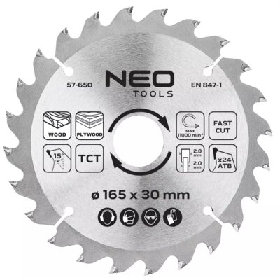 NEO TOOLS Tarcza do cięcia 57-650 165 mm