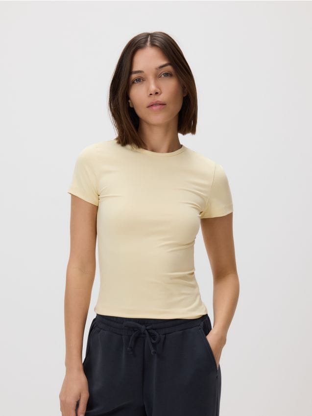 Reserved - Gładki t-shirt - jasnożółty