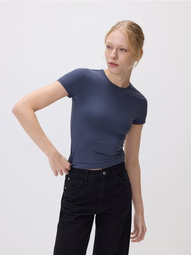 Reserved - Gładki t-shirt - ciemnoszary