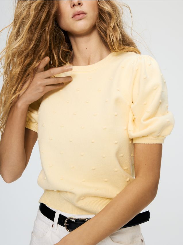 Reserved - Sweter z aplikacjami - jasnożółty