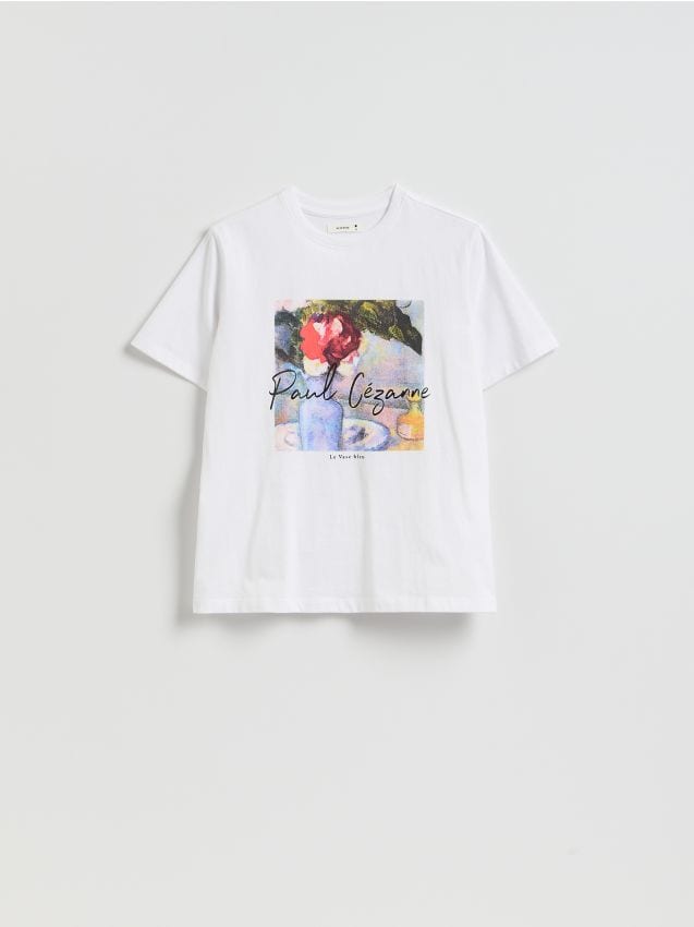 Reserved - T-shirt z nadrukiem - biały