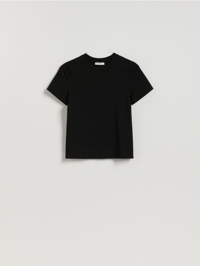 Reserved - T-shirt z aplikacjami - czarny