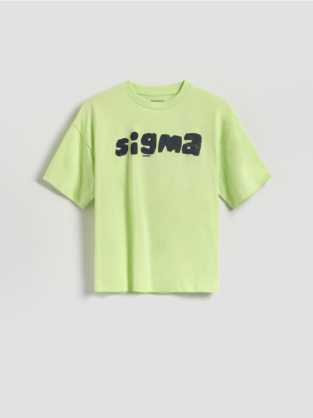 Reserved - Bawełniany t-shirt z nadrukiem - jasnożółty