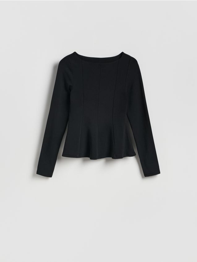 Reserved - Bluzka z baskinką - czarny
