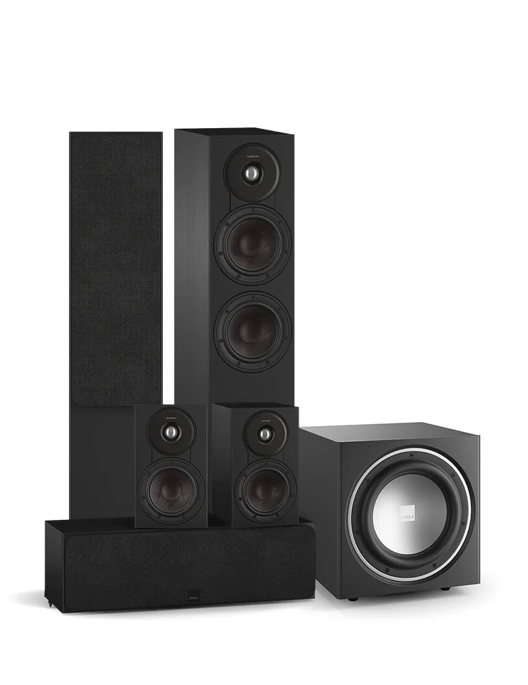 Dali Sonik 5 / 1 / Cinema / Sub E-9 F – zestaw kina domowego 5.1, Kolor: Black Satin