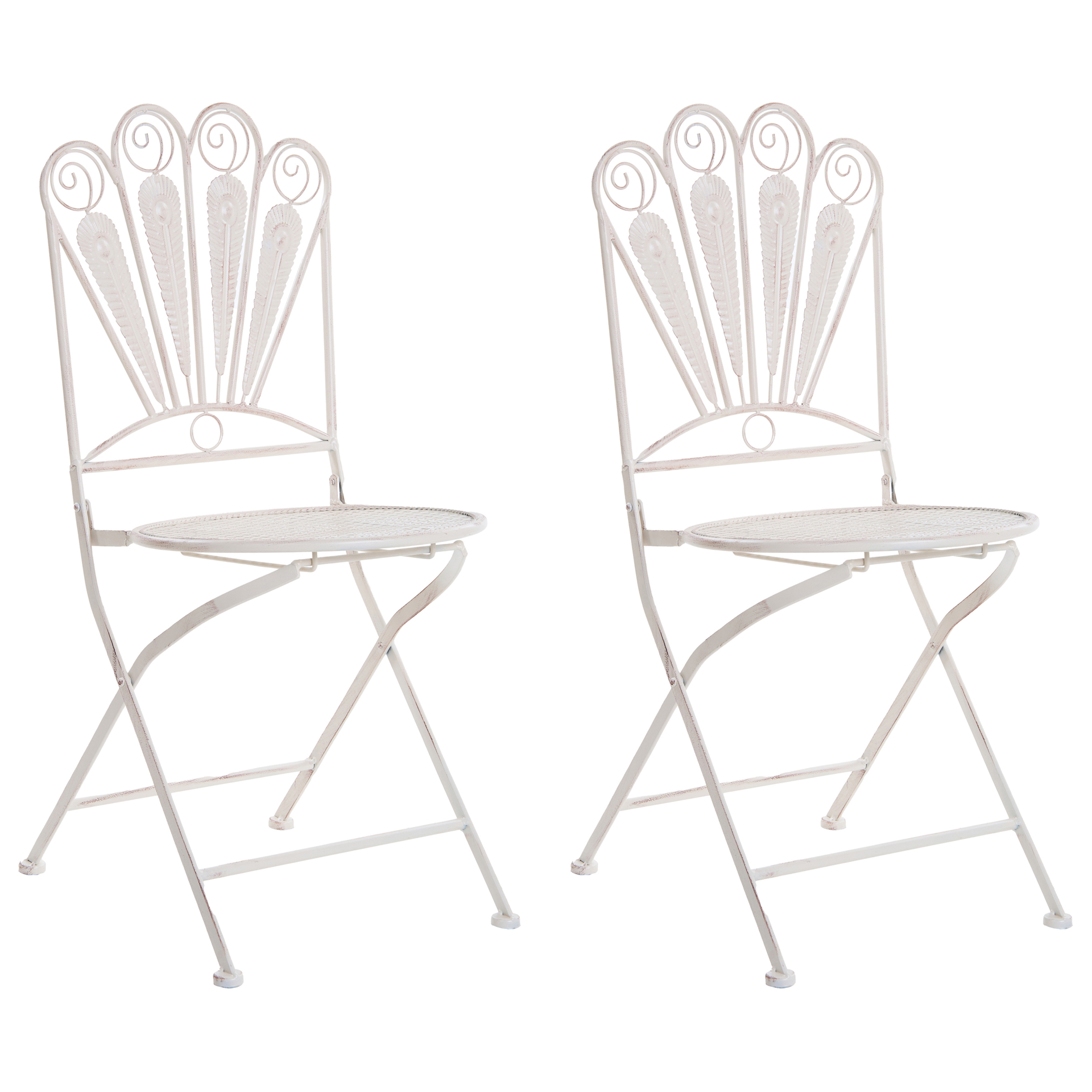 BELIANI Zestaw 2 krzeseł ogrodowych PAVIA Metal Złamana biel