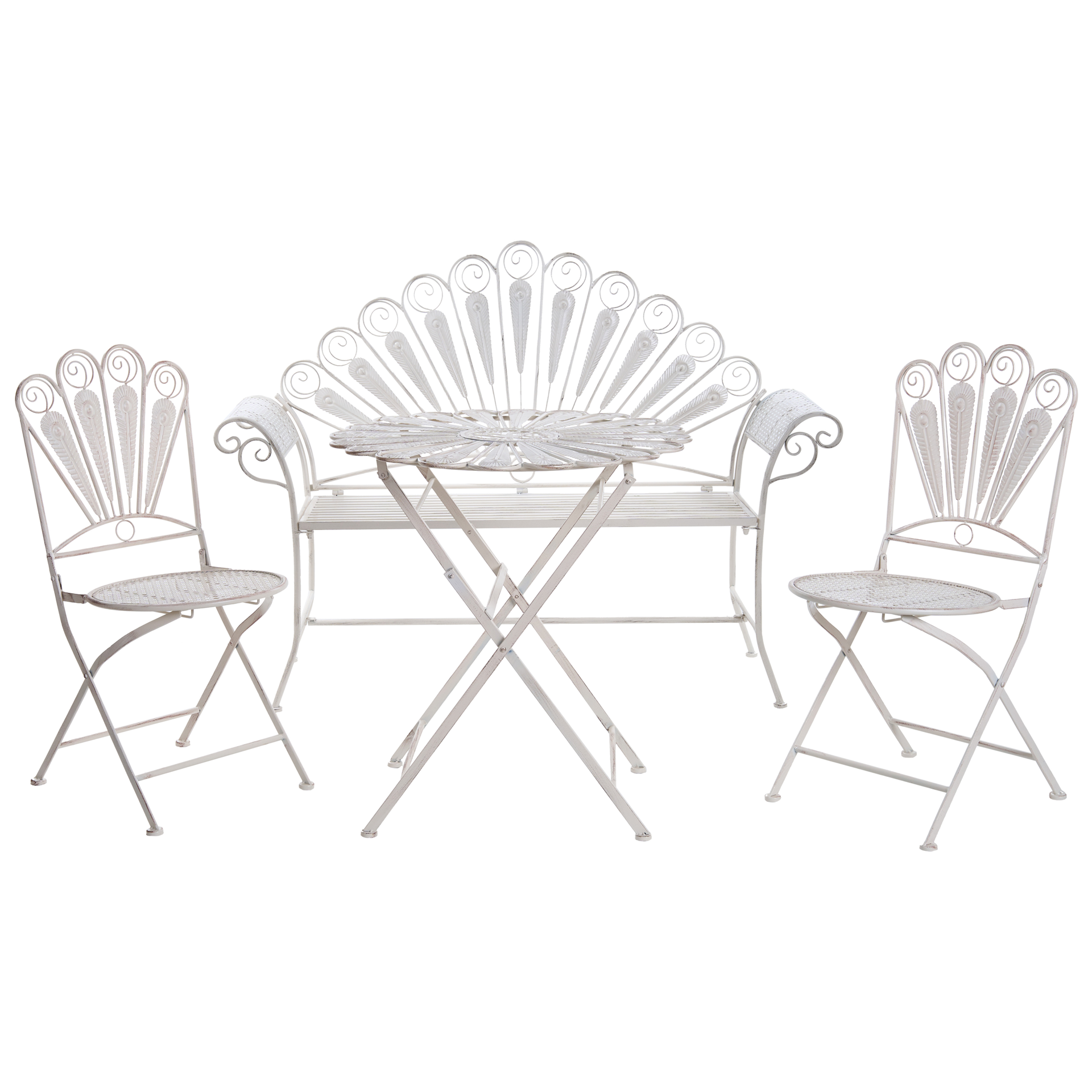 Zestaw mebli balkonowych z ławką PAVIA Metal Złamana biel