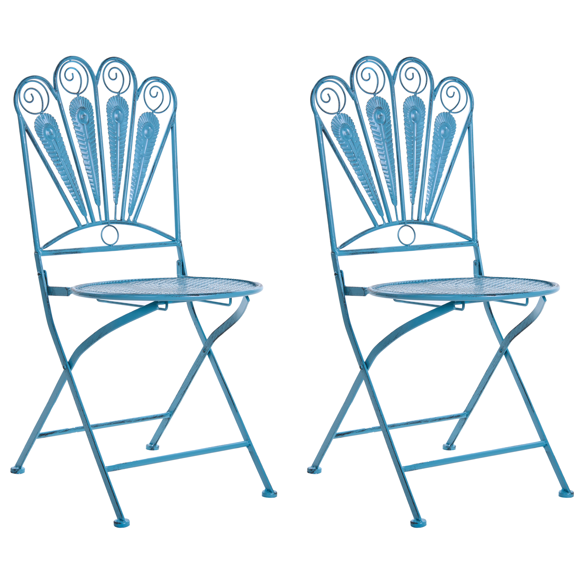 BELIANI Zestaw 2 krzeseł ogrodowych PAVIA Metal Niebieski