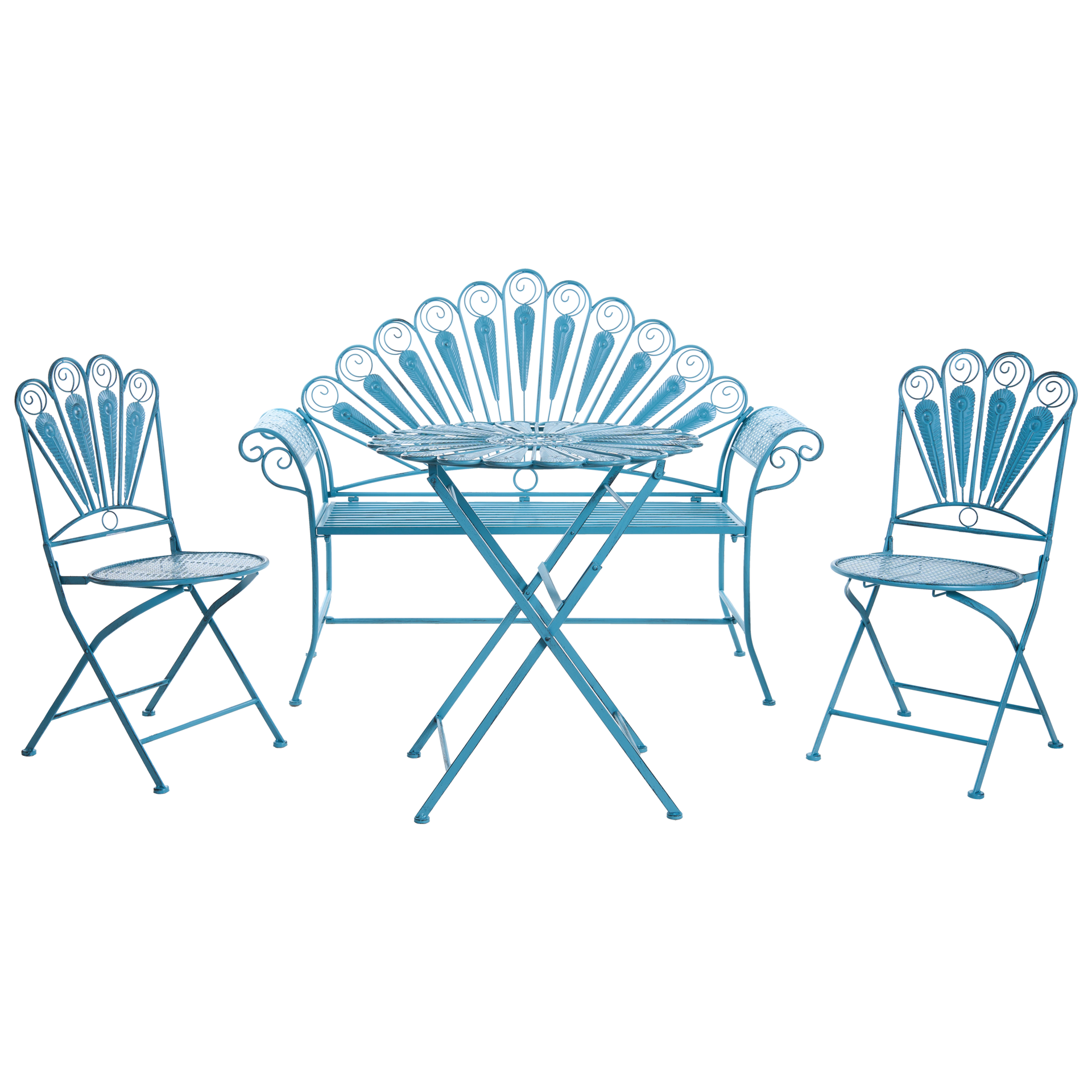 Zestaw mebli balkonowych z ławką PAVIA Metal Niebieski