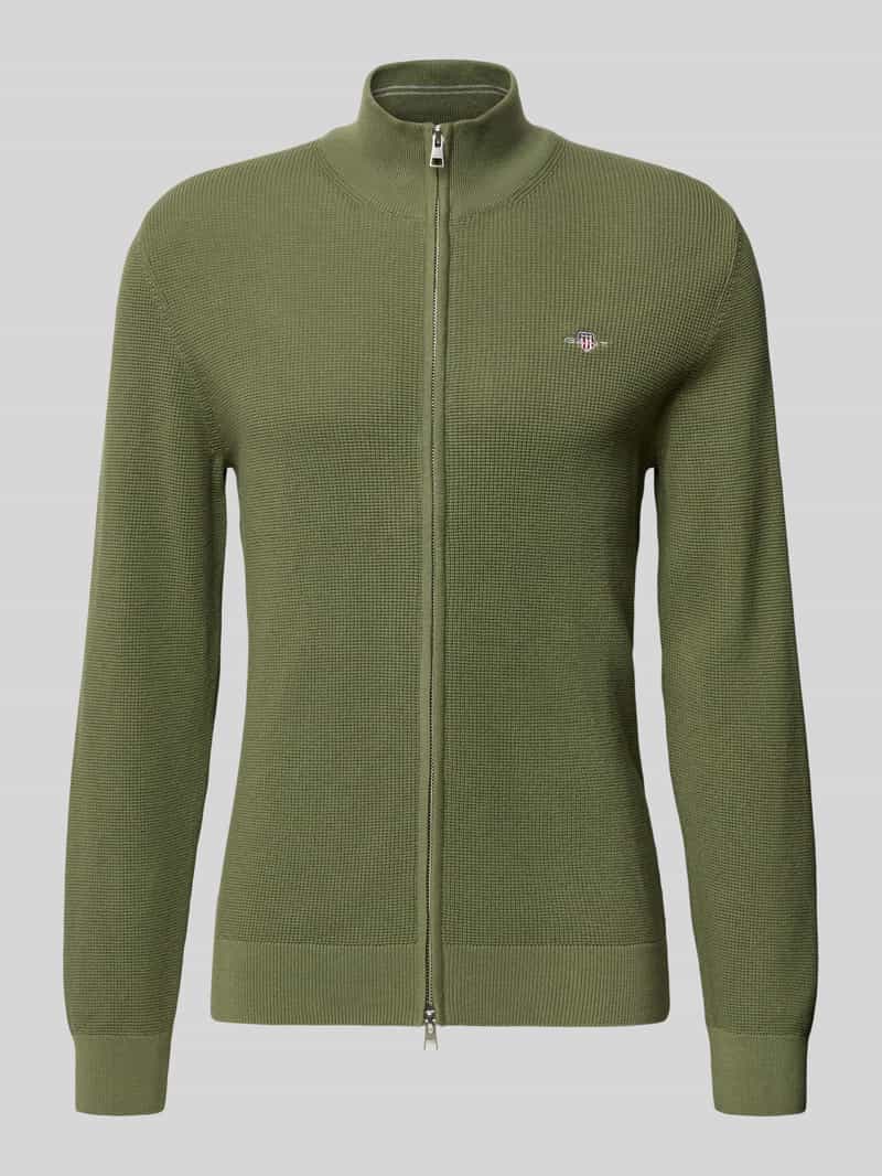 Kardigan z zamkiem błyskawicznym dwustronnym i wyhaftowanym logo