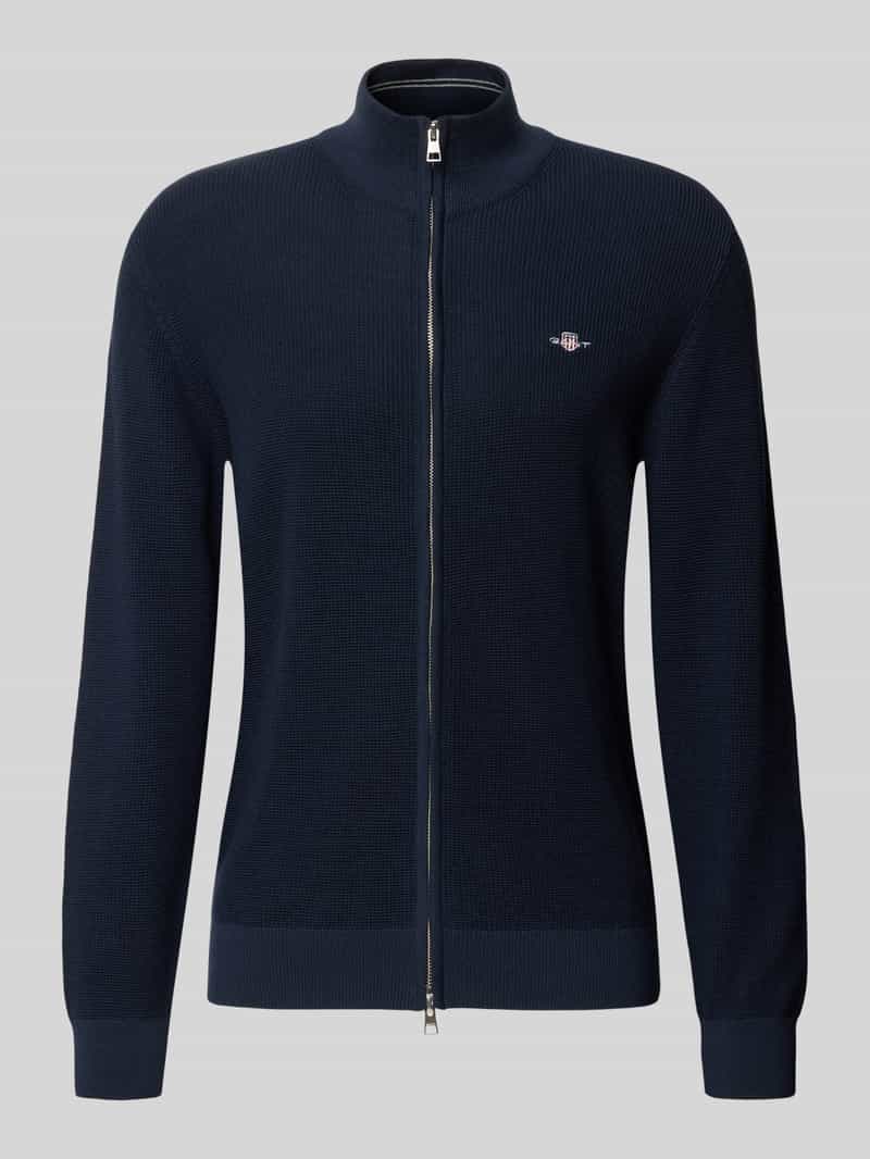 Kardigan z zamkiem błyskawicznym dwustronnym i wyhaftowanym logo