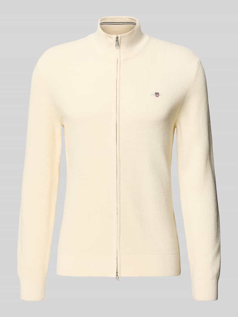 Kardigan z zamkiem błyskawicznym dwustronnym i wyhaftowanym logo