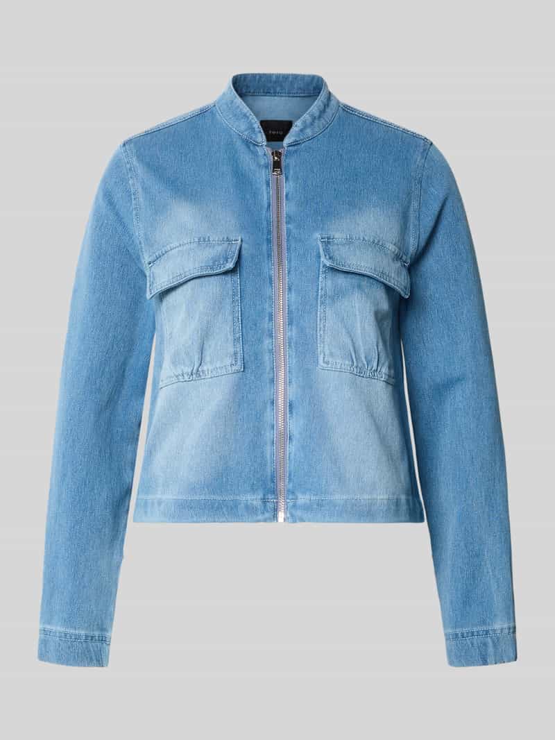 Kurtka jeansowa krój regular fit z zamkiem błyskawicznym