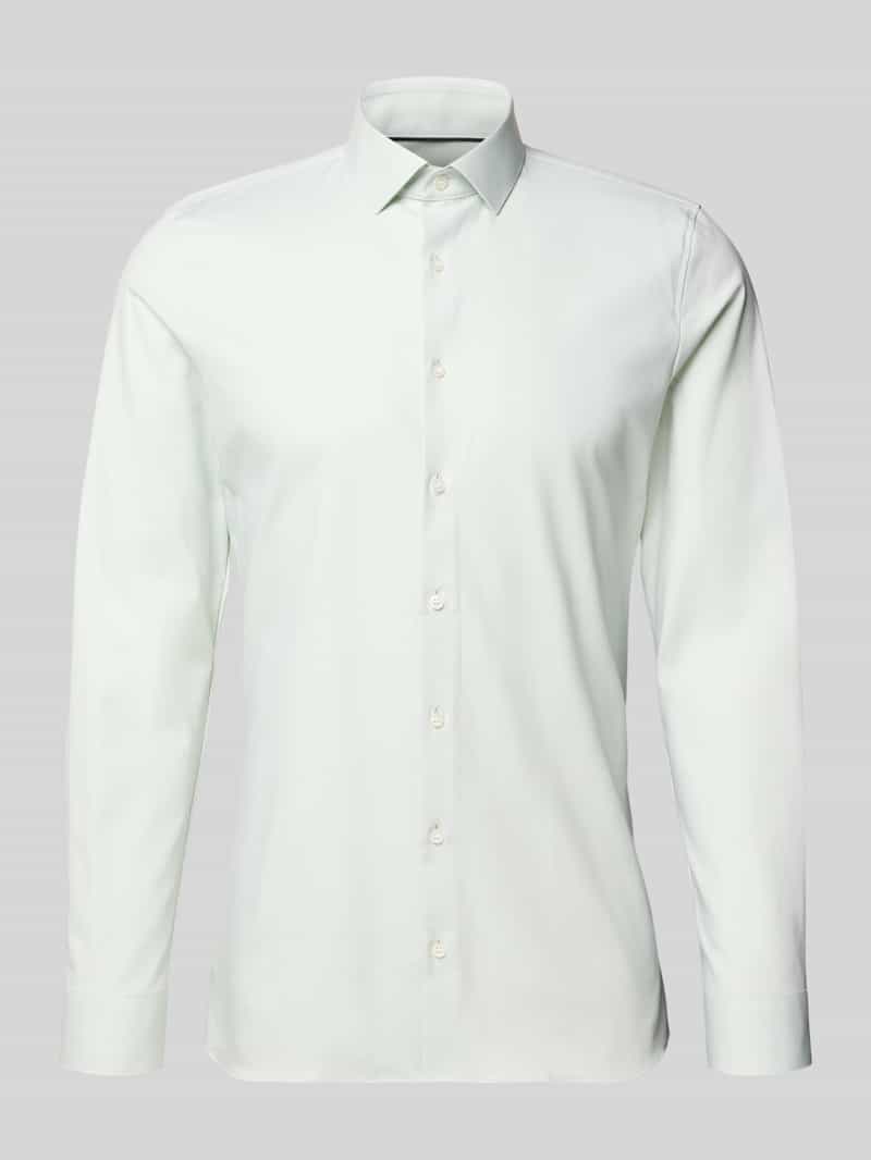 Super krój slim fit koszula biznesowa kołnierzyk kent nowoczesny gładka tkanina skośna (twill)