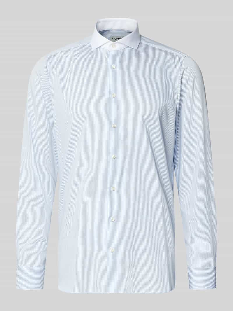 Koszula biznesowa w prążek fineliner o kroju slim fit z kołnierzykiem w kontrastowym kolorze