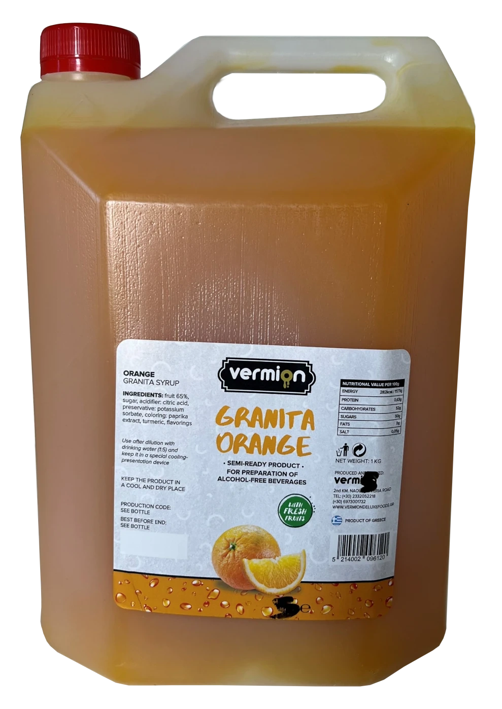 Granita Pomarańcza syrop - Vermion Deluxe Food Slush Orange 5kg