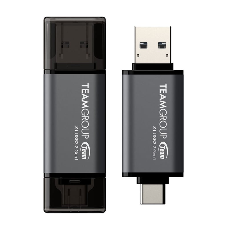 Team Group X1 USB 3.2 Gen1 pamięć USB 128 GB USB Type-A / USB Type-C 3.2 Gen 1 (3.1 Gen 1) Czarny, Szary TX13128GC01
