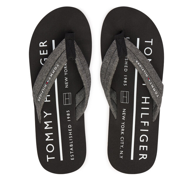 Japonki Tommy Hilfiger Hilfiger Chambray Beach Sandal FM0FM05751 Szary