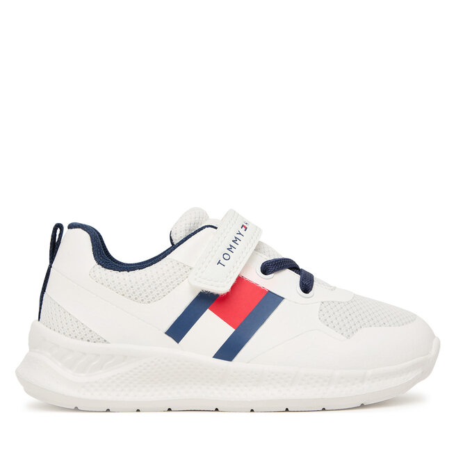 Sneakersy Tommy Hilfiger Flag Low Cut Lace-Up/Velcro T1X9-34369-1843 M Biały