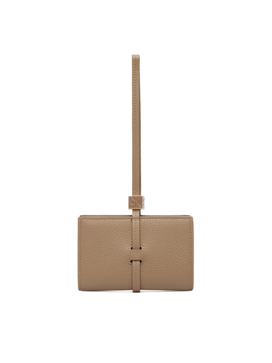 Calvin Klein Portfel Emblem Hw Pebble Wallet On Strap LV04F1130G Beżowy