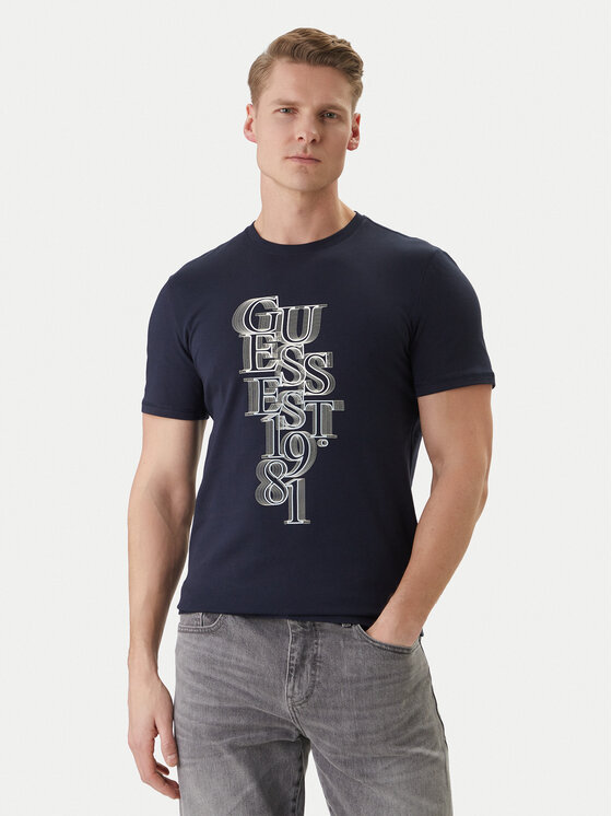 Guess T-Shirt M6GI10 K2991 Granatowy Slim Fit