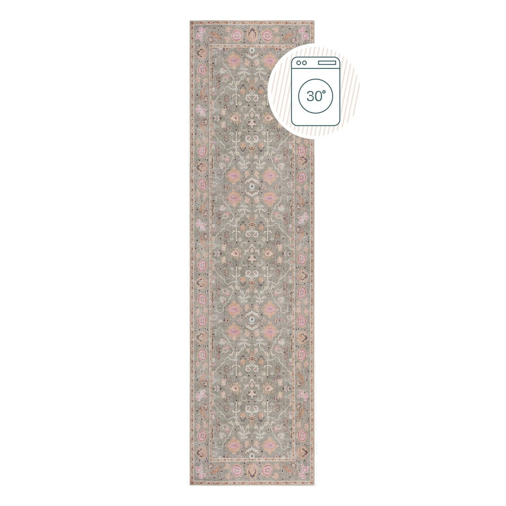 Jasnozielony chodnik odpowiedni do prania 60x230 cm Una Floral – Flair Rugs
