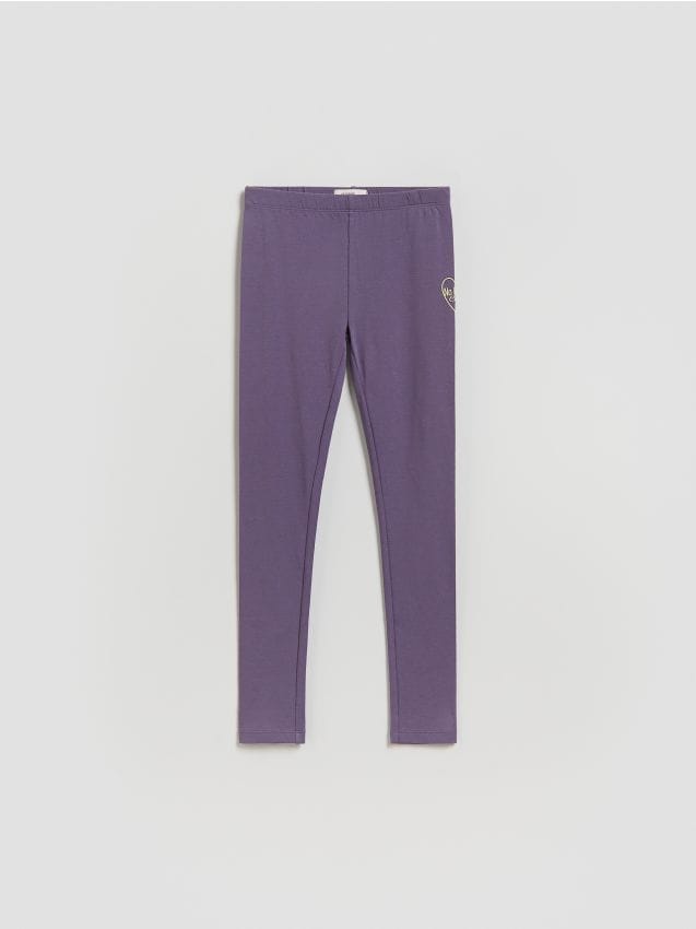 Reserved - Bawełniane legginsy z nadrukiem - fioletowy