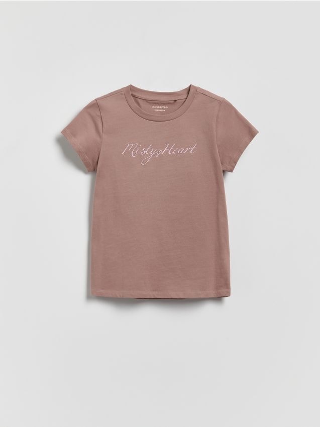 Reserved - T-shirt z wypukłym napisem - brązowy