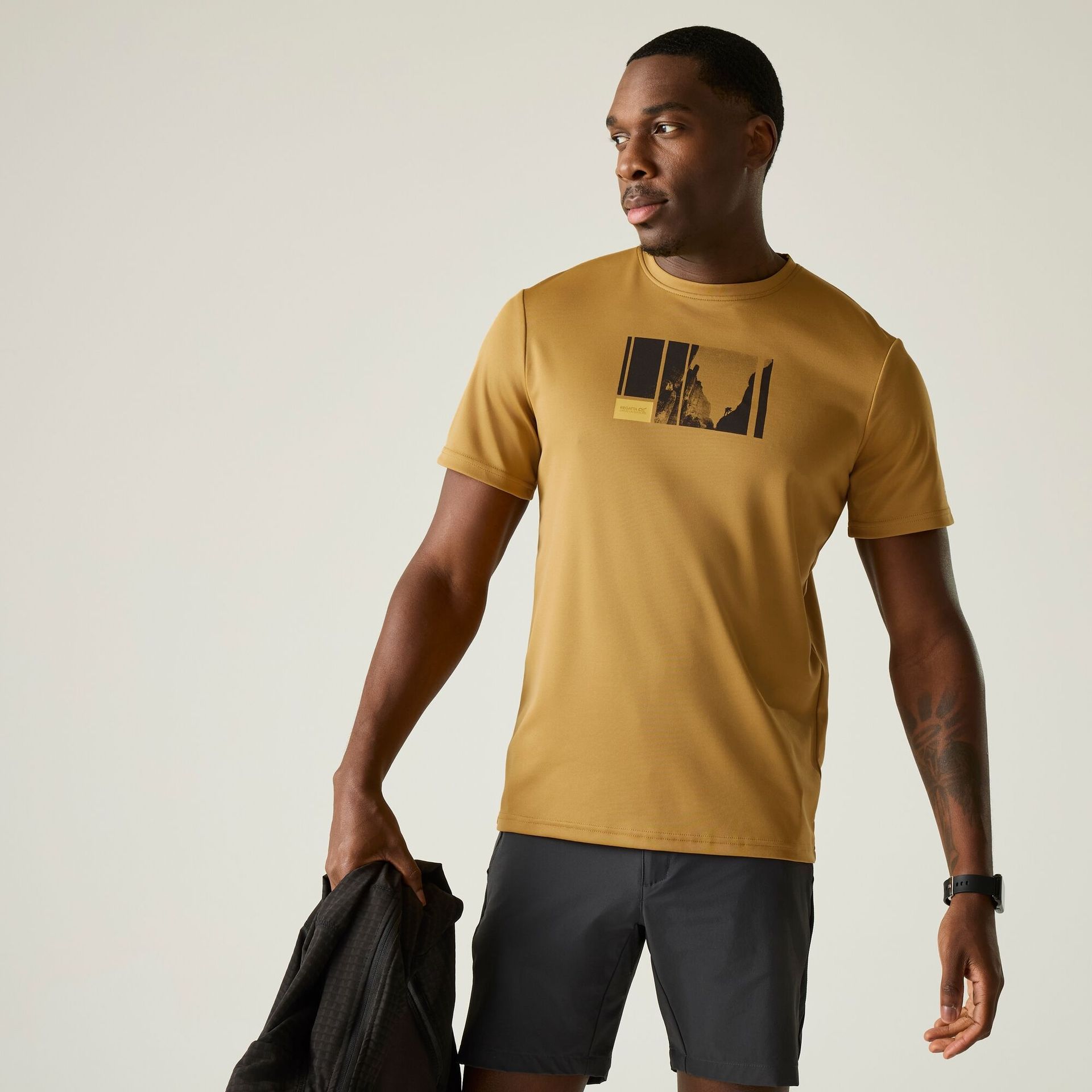 Regatta Koszulka męska Fingal Graphic Brązowy, Rozmiar: L