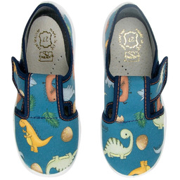 Kapcie dziecięce DINOZAURY na rzepy wkładka skóra polskie B16 RAWEKS