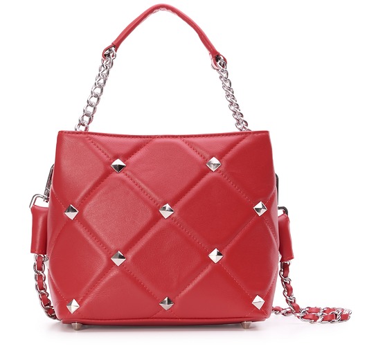 Torebka skórzana pikowana z ćwiekami 6528