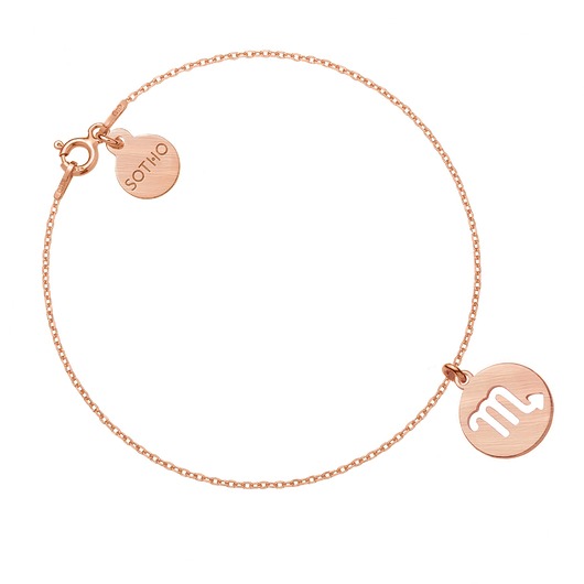 Matowa bransoletka z zodiakiem Skorpiona z różowego złota