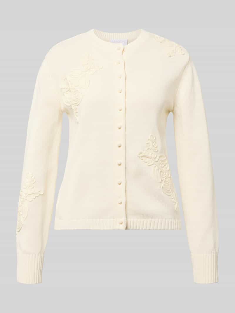 Kardigan dzianinowy z aplikacjami kwiatowymi