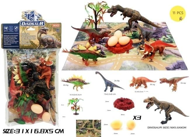 Zestaw dinozaurów z jajkiem i matą - figurka