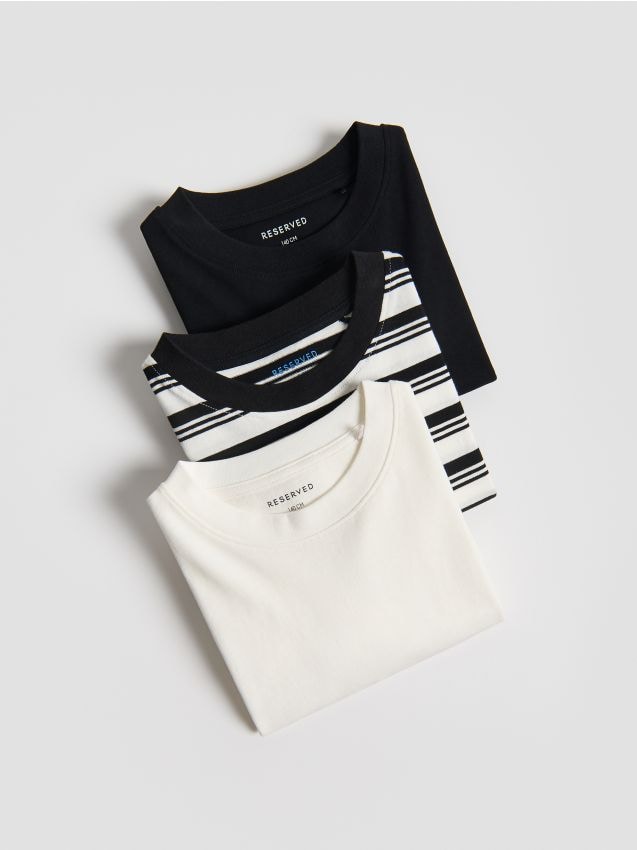 Reserved - Bawełniany longsleeve 3 pack - złamana biel