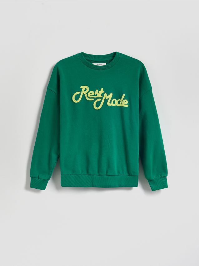 Reserved - Bluza oversize z nadrukiem - jasnozielony