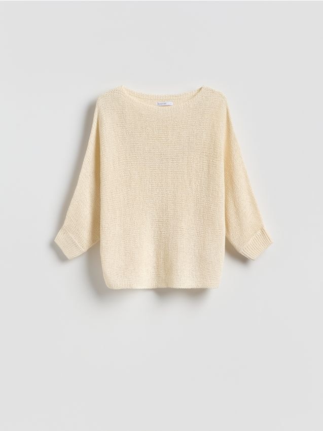 Reserved - Gładki sweter - kremowy