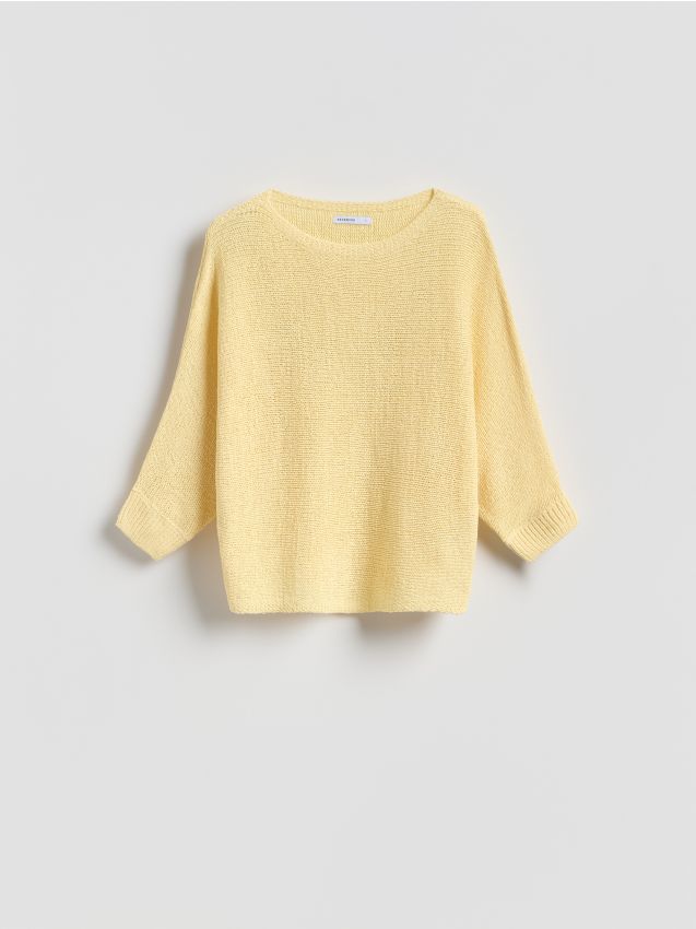 Reserved - Gładki sweter - jasnożółty