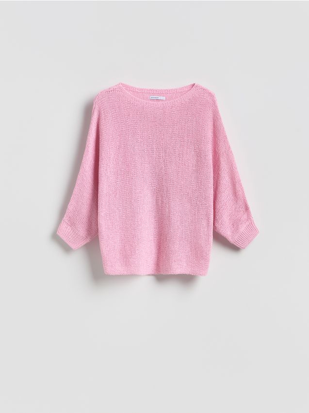 Reserved - Gładki sweter - różowy