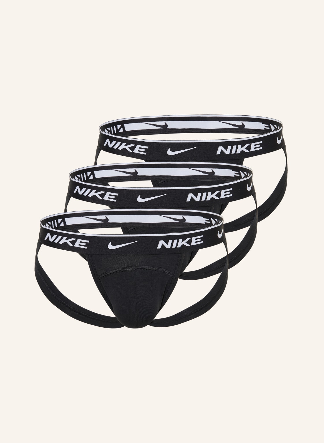 Nike 3-Pak Pasków Jock Straps Essential Cotton Stretcg schwarz