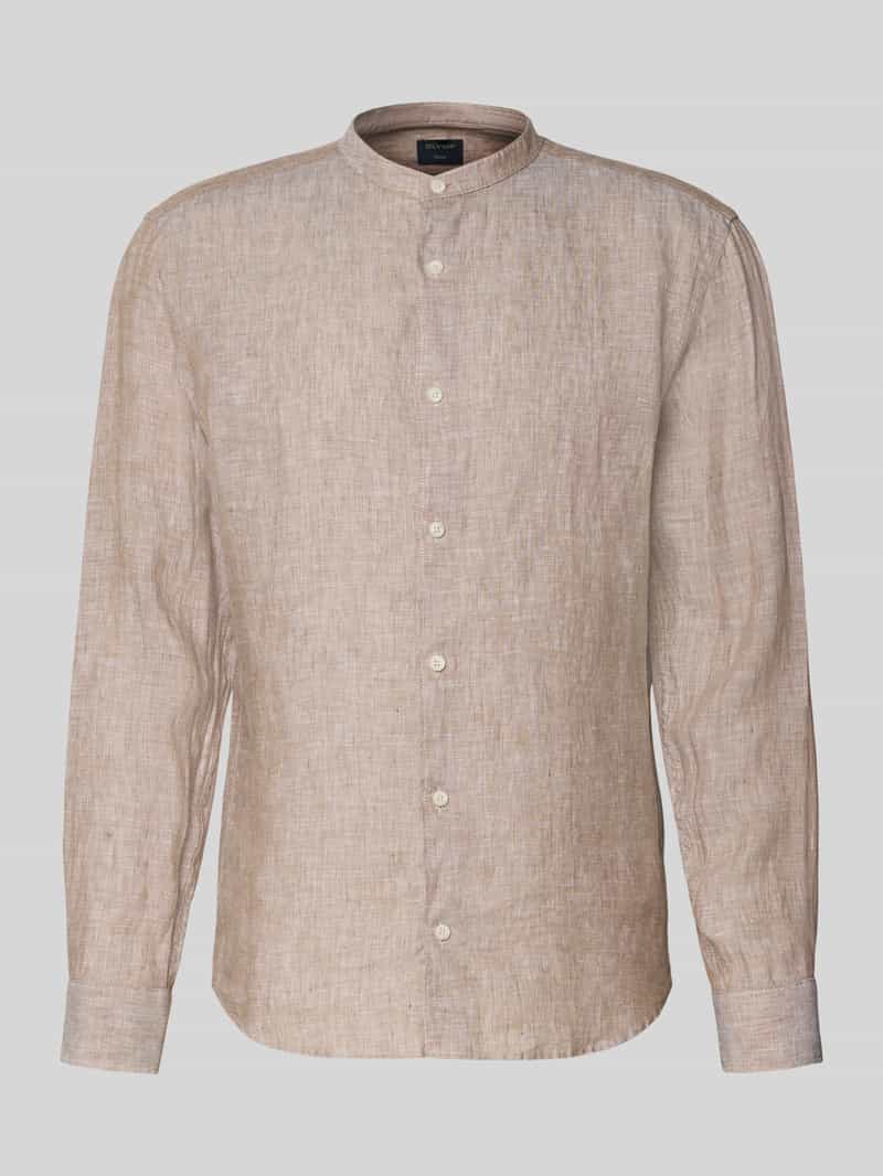 Koszula o kroju slim fit z czystego lnu ze stójką