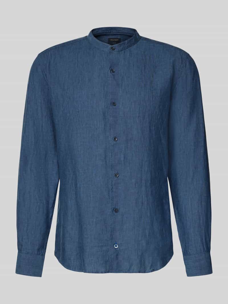 Koszula o kroju slim fit z czystego lnu ze stójką